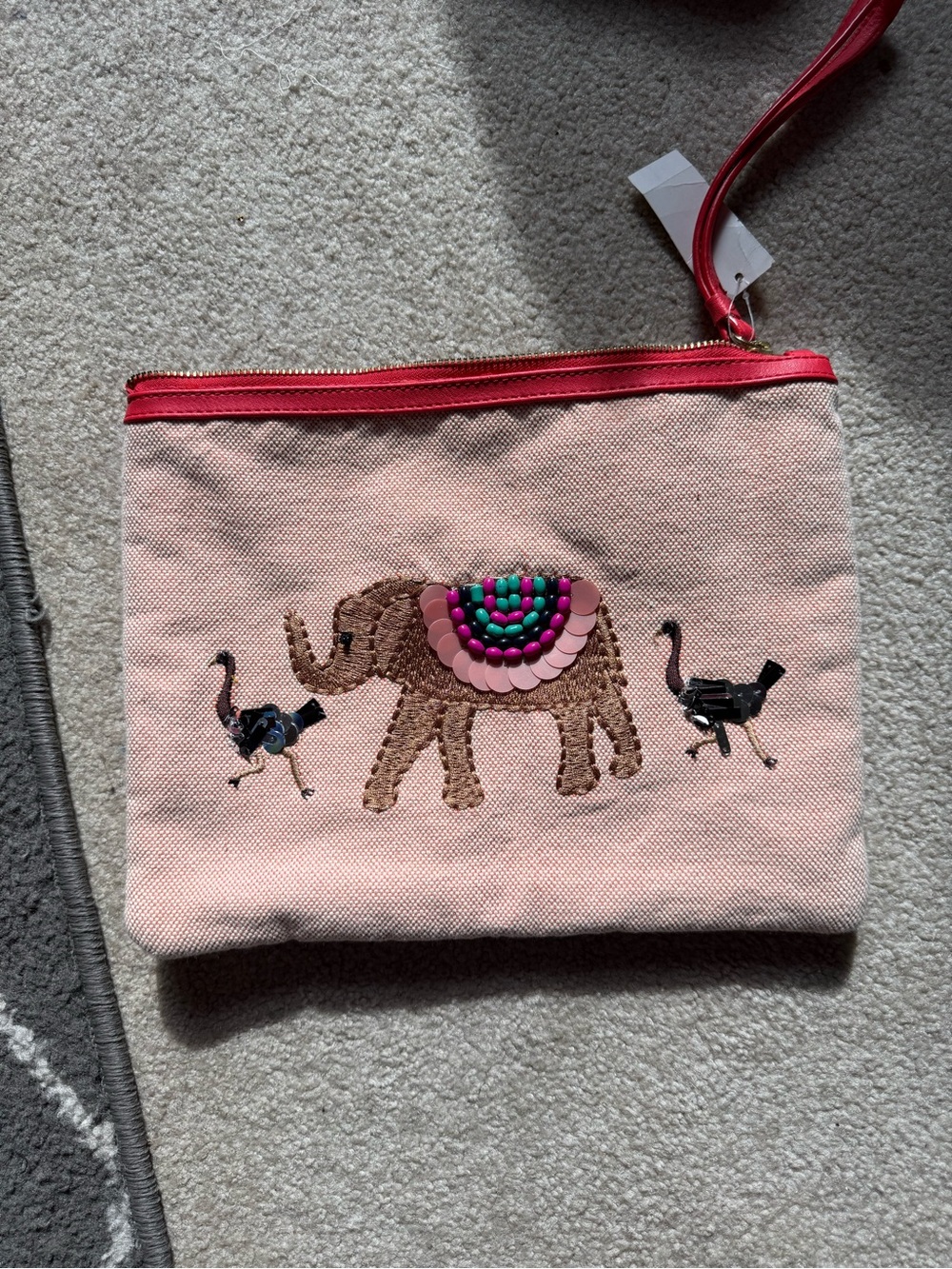 NWT Talbots Pink Canvas Wristlet with Coral Trim